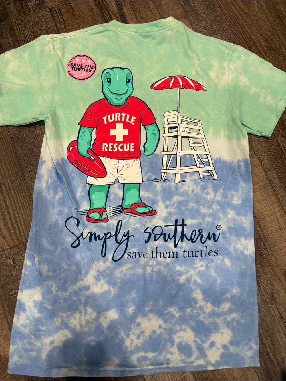 Simply Southern Tie-Dye Turtle Rescue Tee - Mint & Sky Blue